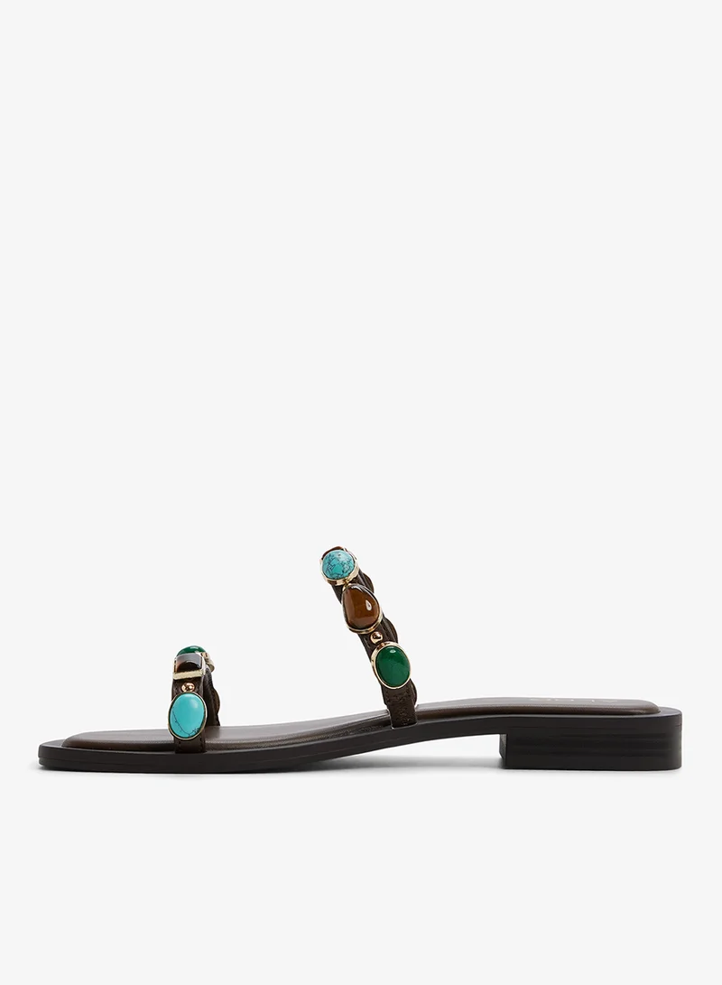 الدو صنادل نسائية بكعب إسفين بحزام واحد